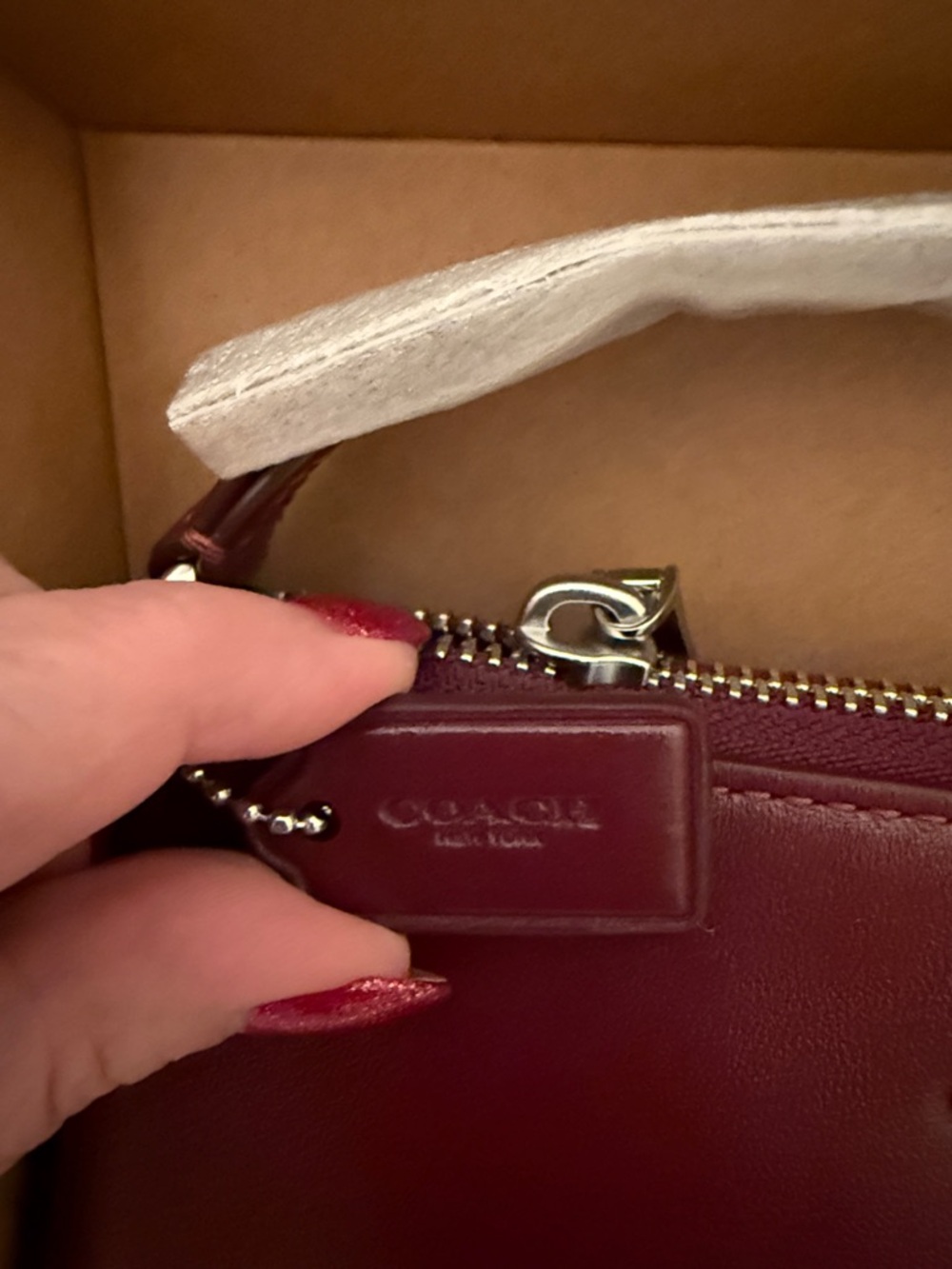 ♥️Coach NWT Dark Wine Boxed Nolita 19 And Nolita Bag Charm Set/Silver Hardware - Picture 8 of 8